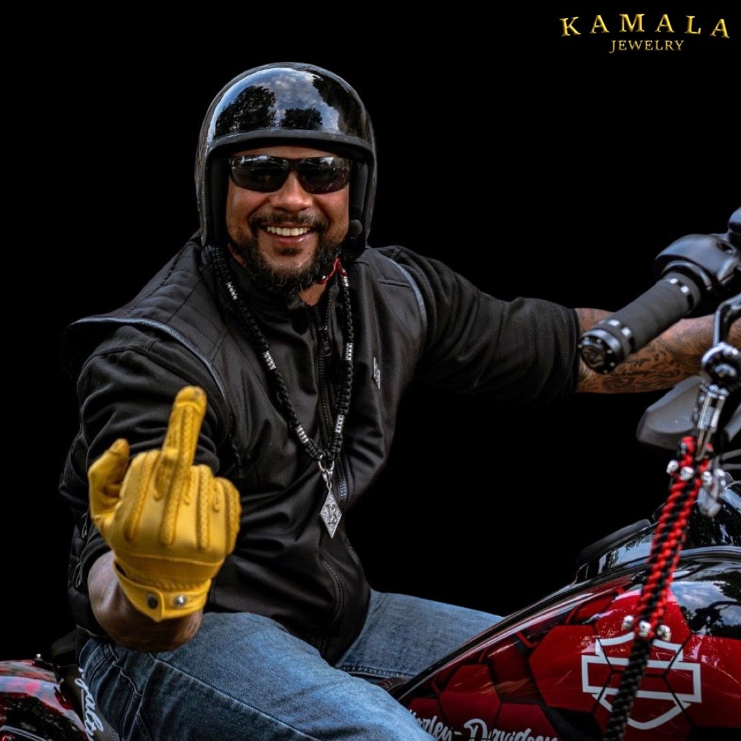 Madmax Halskette - Schwarz mit Grossen Perlen - Silber