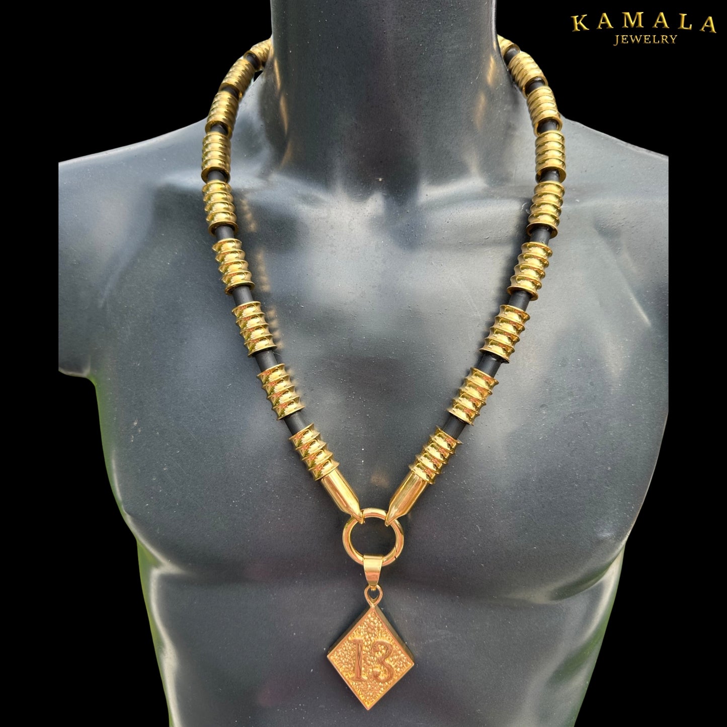 Exklusive Luxus Halskette - Kautschuk & Gold