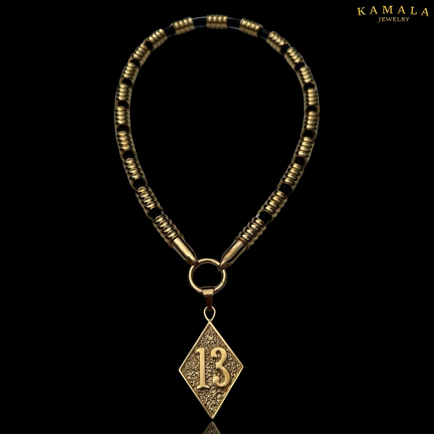 Exklusive Luxus Halskette - Kautschuk & Gold