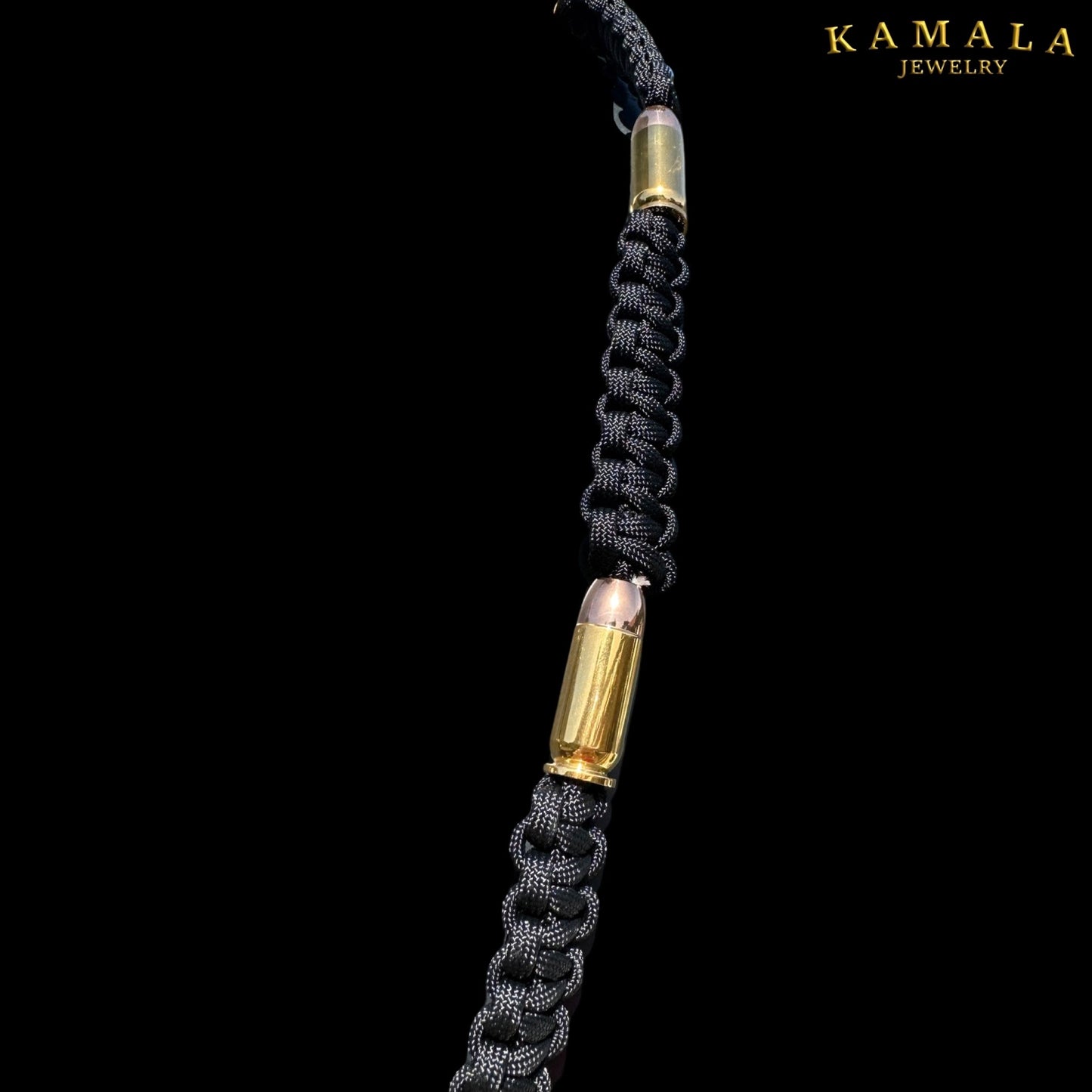 Schwarze Madmax Halskette mit Patronen - Gold & Roségold