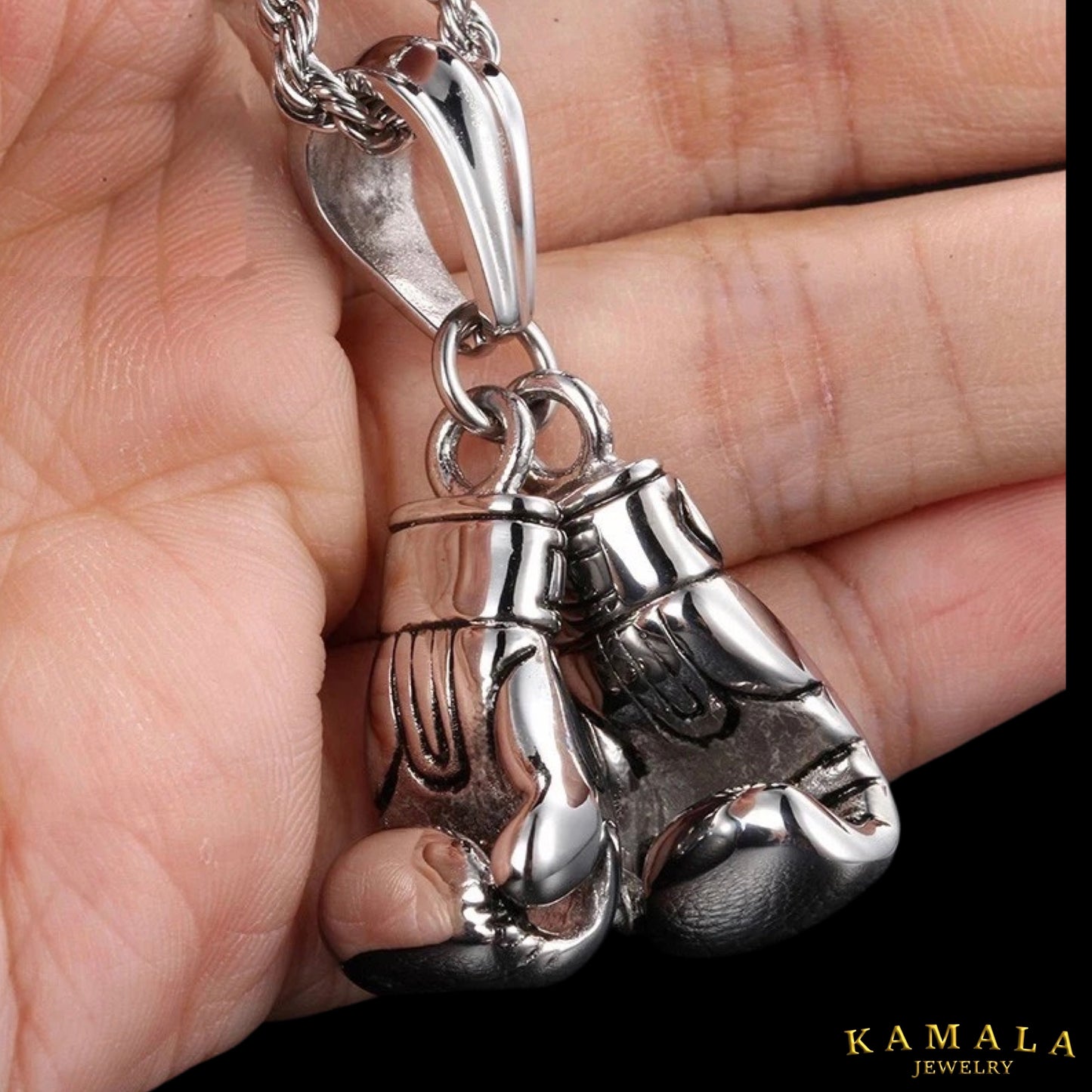 Halskette mit Boxhandschuhe - Silber