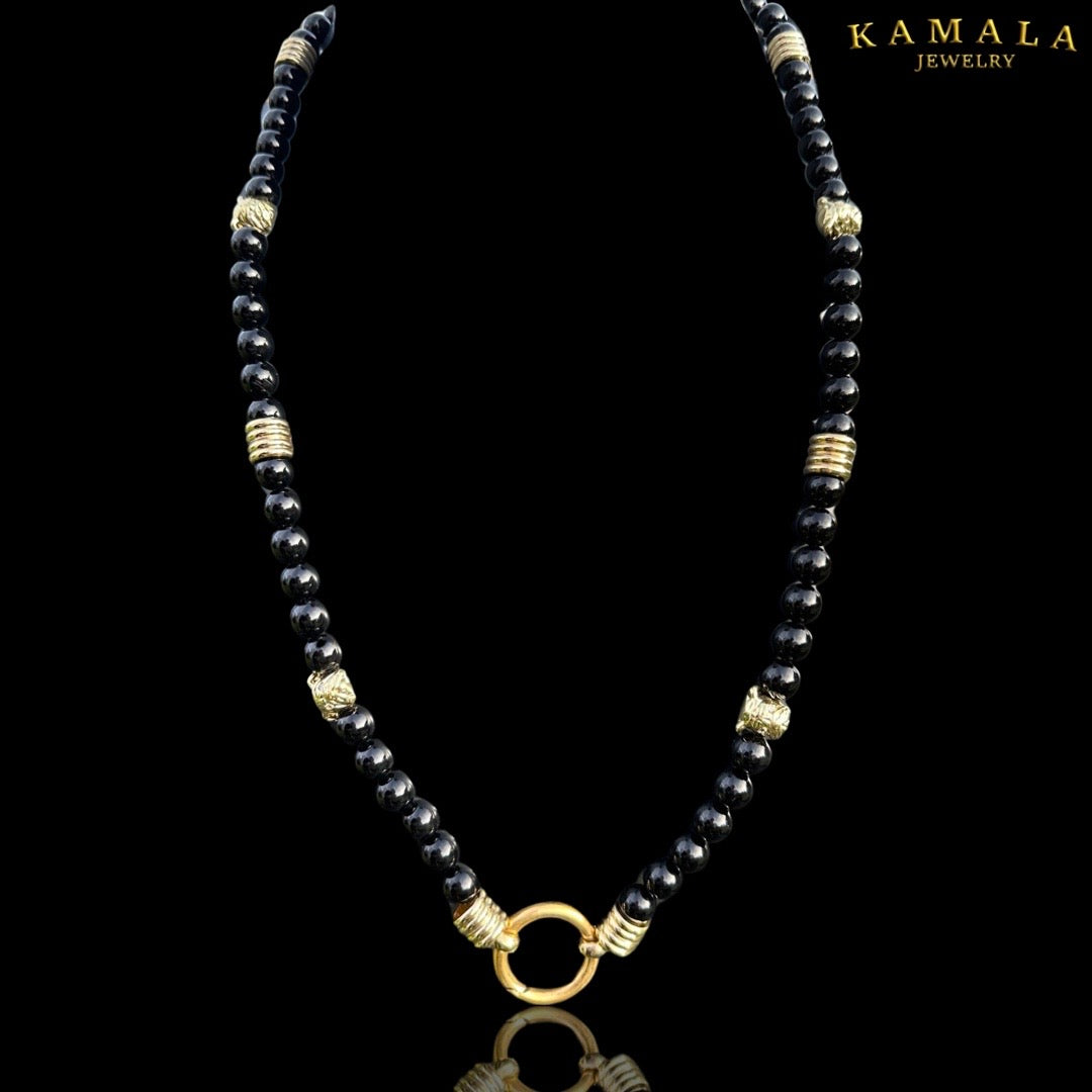 Bulldogge Halskette - Onyx & Gold