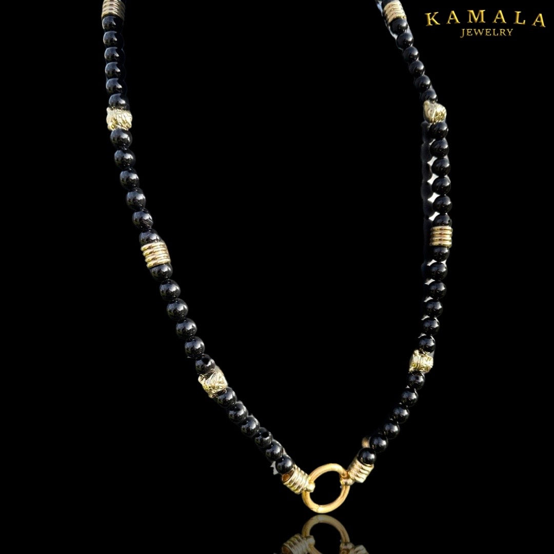Bulldogge Halskette - Onyx & Gold