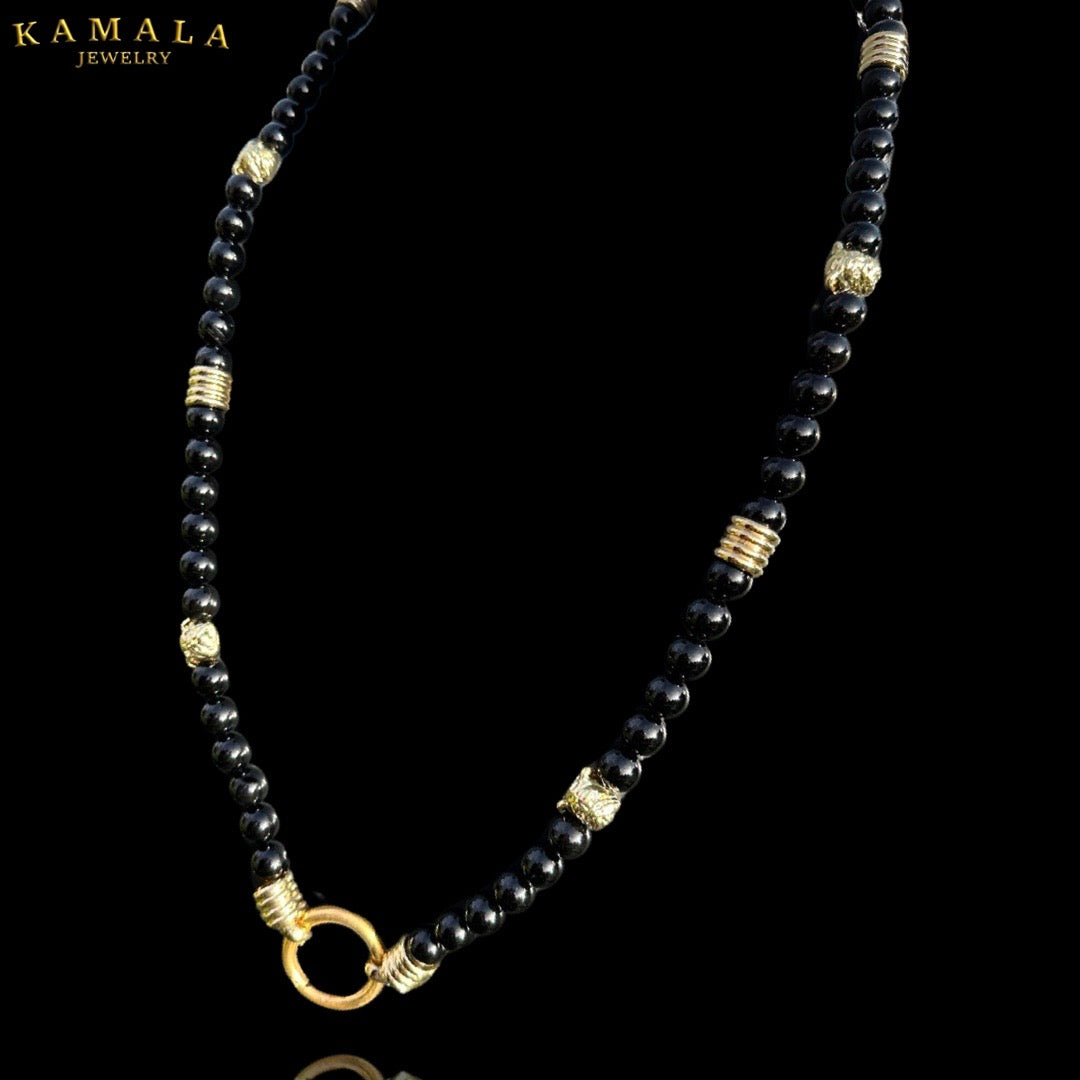 Bulldogge Halskette - Onyx & Gold