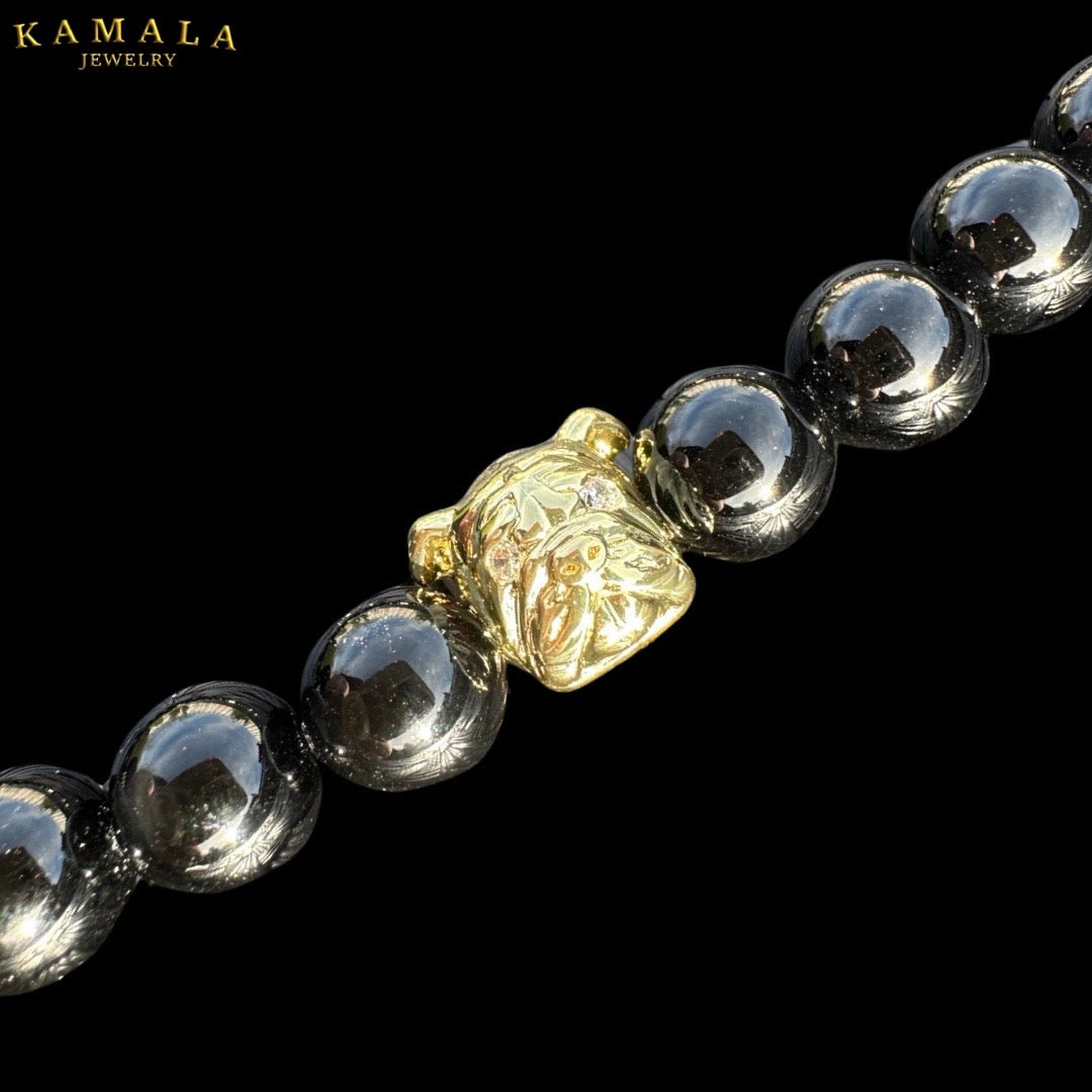 Bulldogge Halskette - Onyx & Gold
