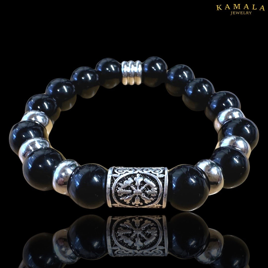 Omerta Armband - Onyx & Silber mit Rune