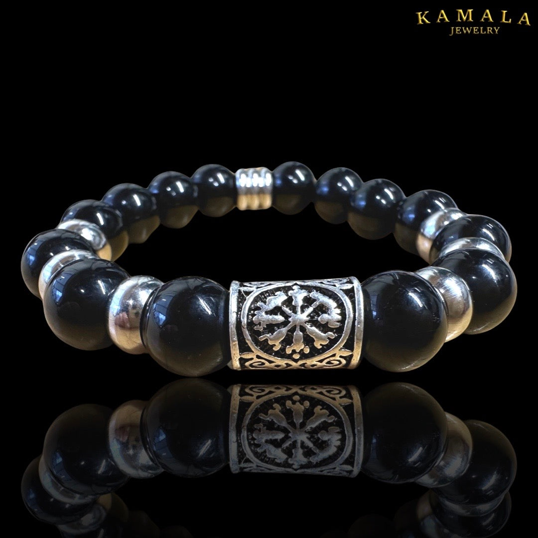 Omerta Armband - Onyx & Silber mit Rune