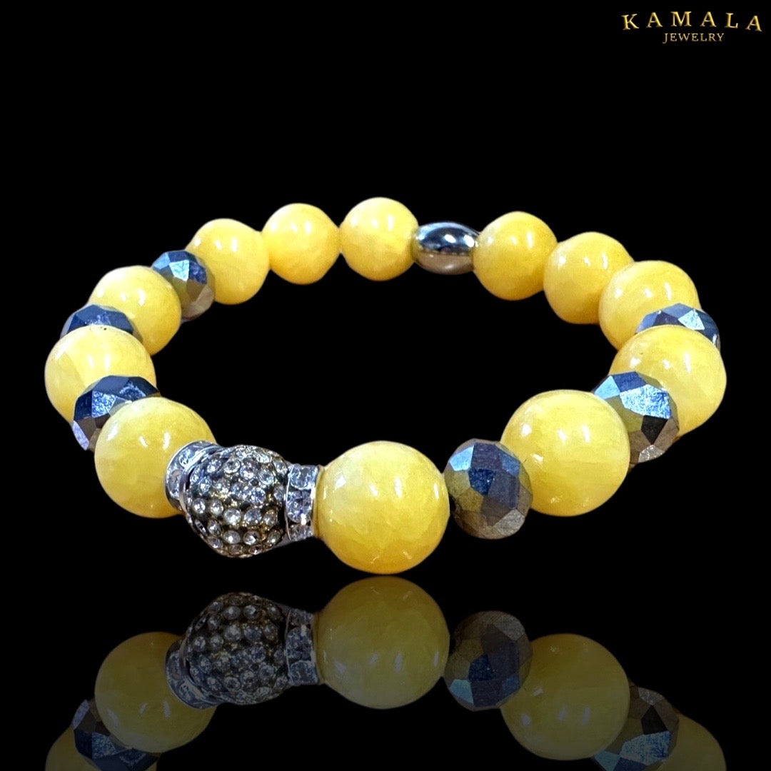 Omerta Armband - Gelbes Jade - mit Silber