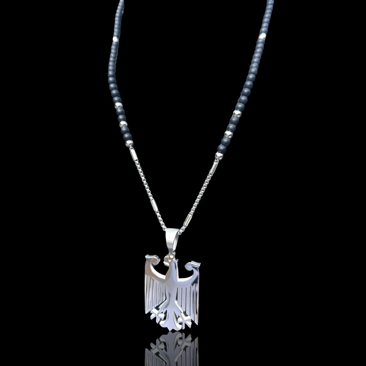 Edelstahl und Perlenkette - Mit Adler - Set