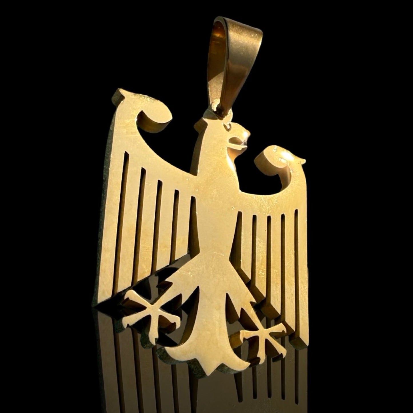 Deutscher Adler Anhänger - Edelstahl Gold - 6 cm
