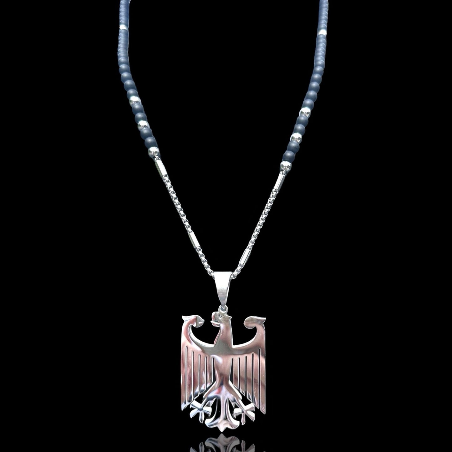 Edelstahl und Perlenkette - Mit Adler - Set