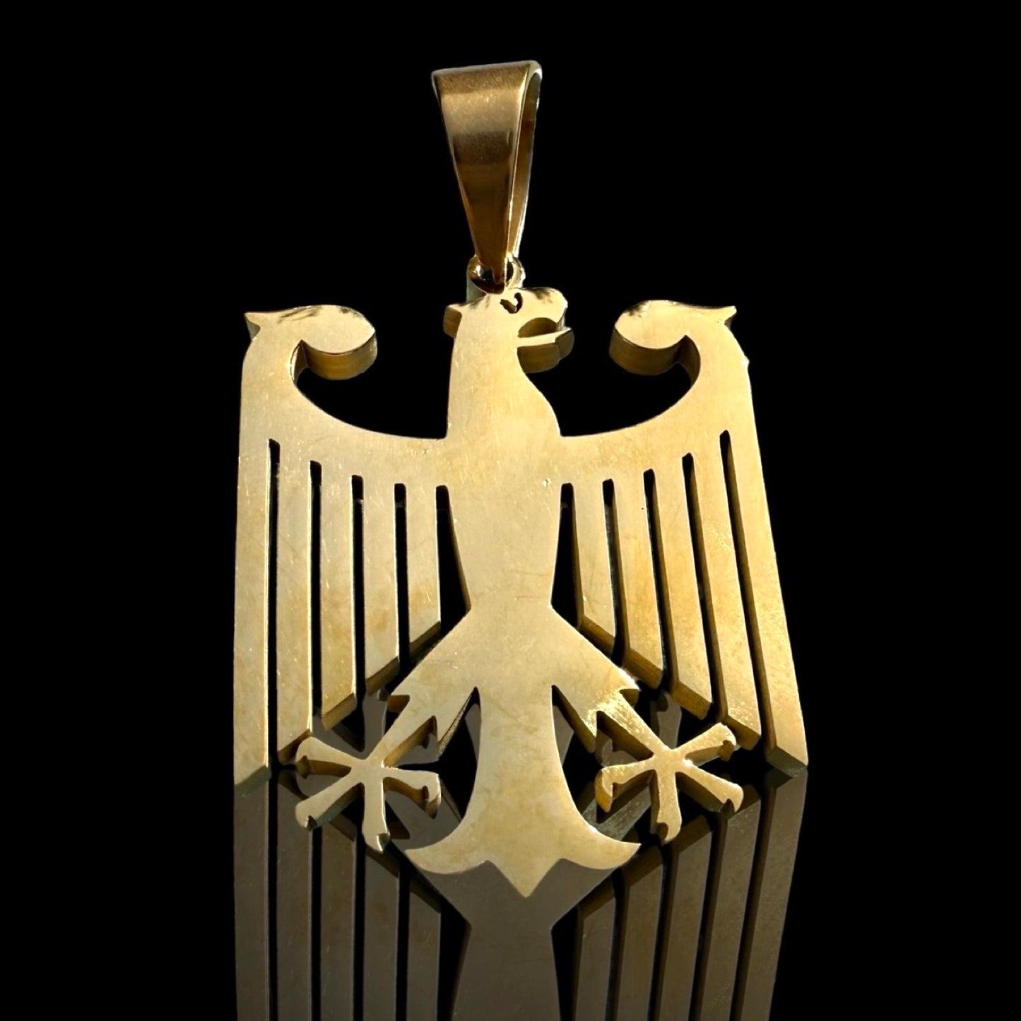 Deutscher Adler Anhänger - Edelstahl Gold - 6 cm