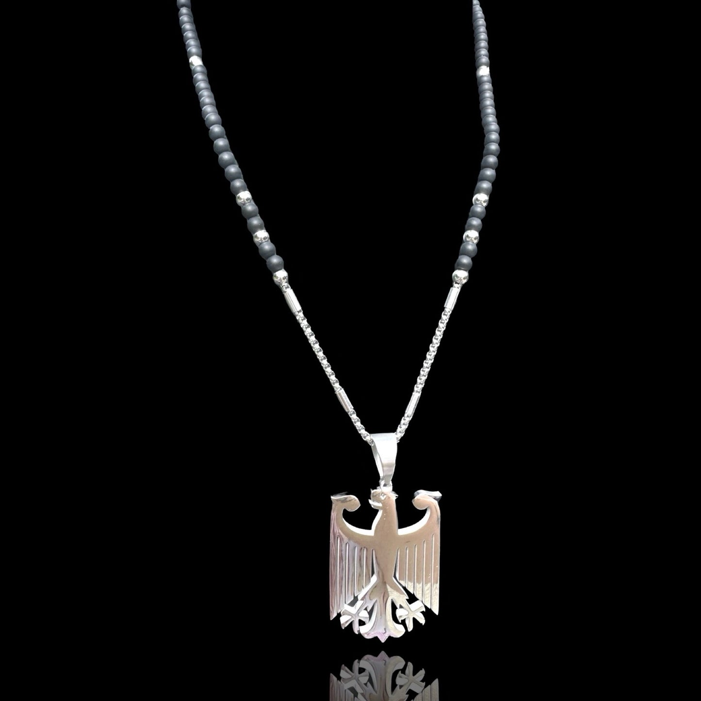 Edelstahl und Perlenkette - Mit Adler - Set