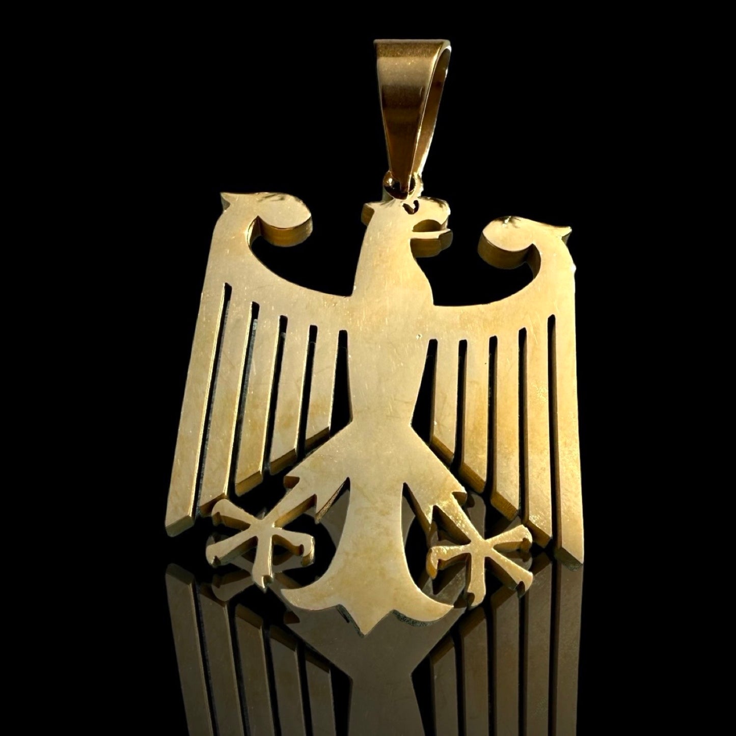 Deutscher Adler Anhänger - Edelstahl Gold - 6 cm