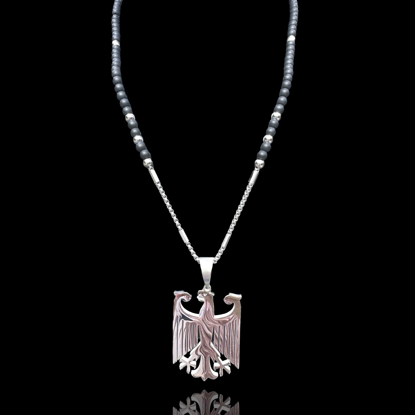 Edelstahl und Perlenkette - Mit Adler - Set