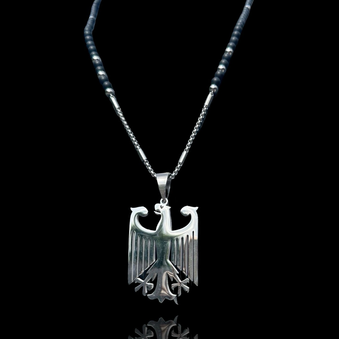 Edelstahl und Perlenkette - Mit Adler - Set