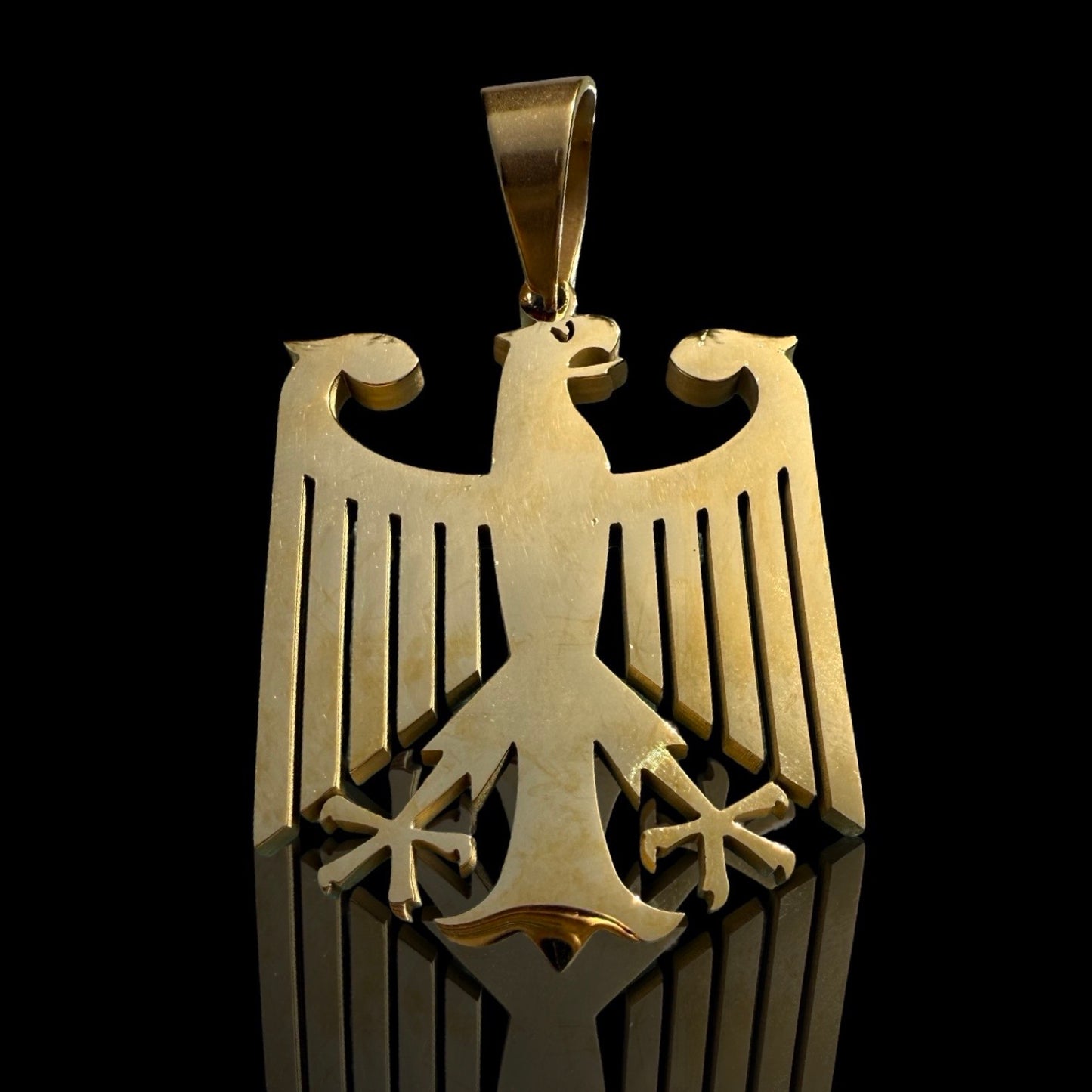 Deutscher Adler Anhänger - Edelstahl Gold - 6 cm
