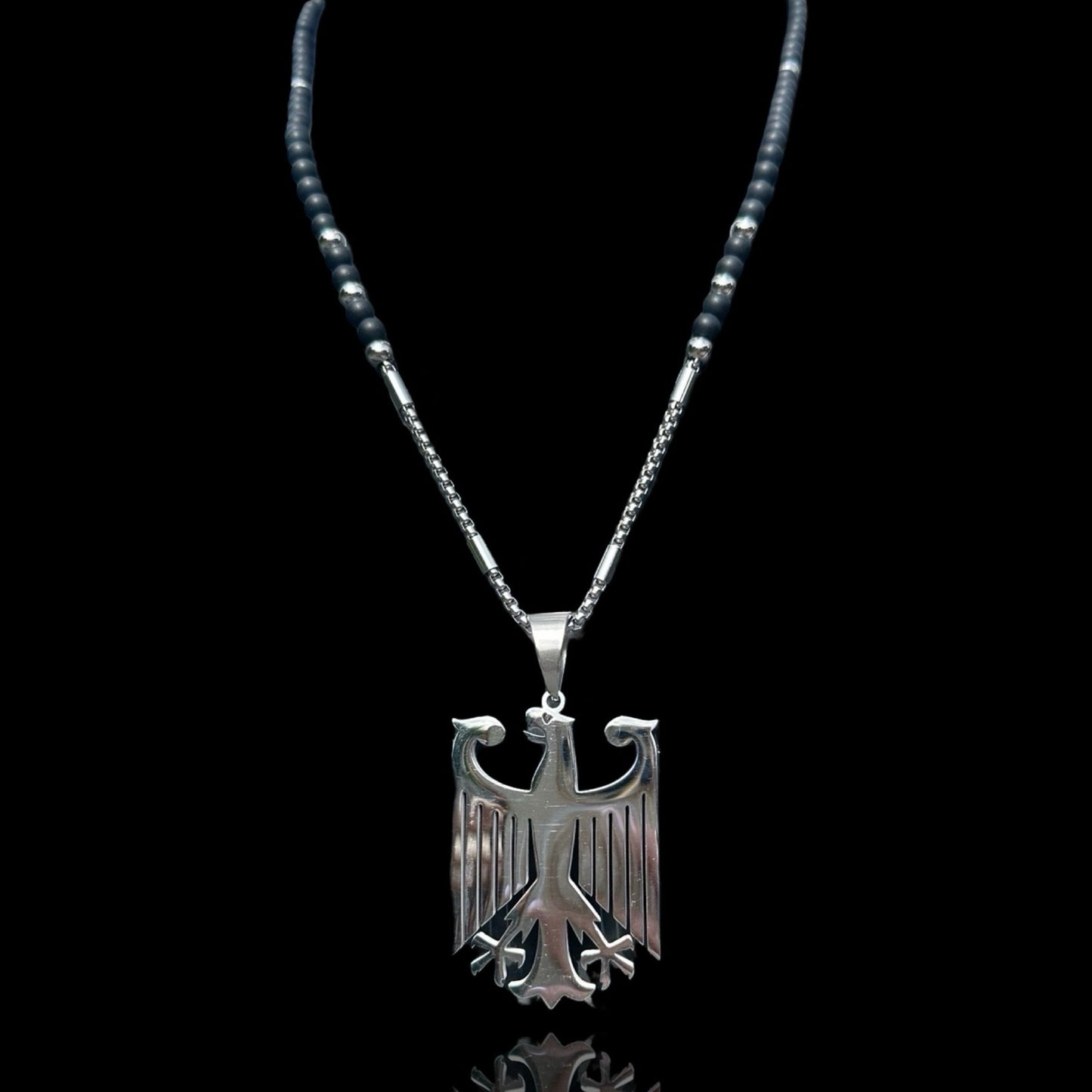 Edelstahl und Perlenkette - Mit Adler - Set