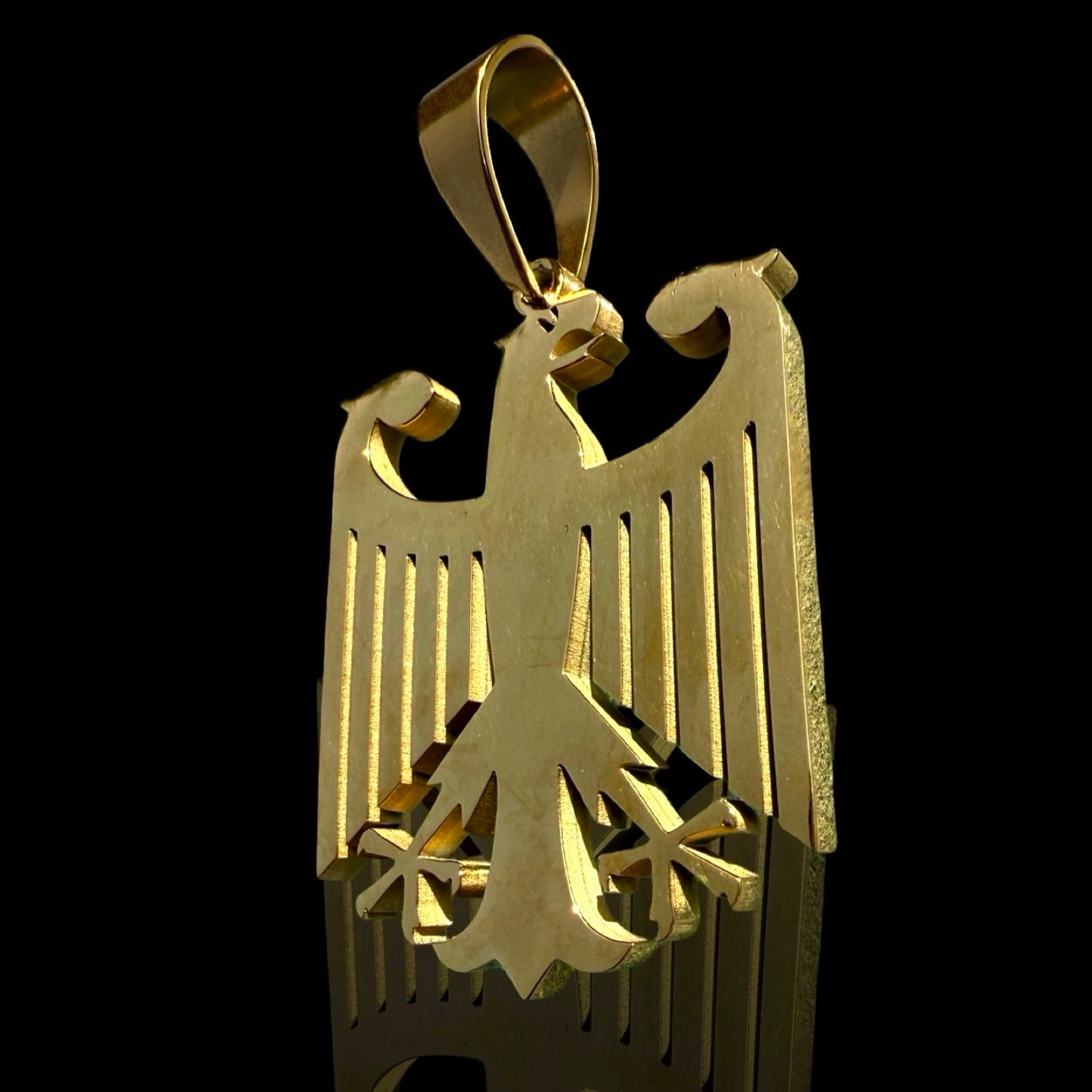 Deutscher Adler Anhänger - Edelstahl Gold - 6 cm