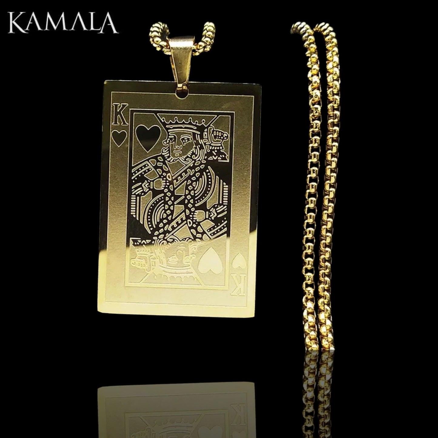 Anhänger mit Poker Karte - Herz König - Gold
