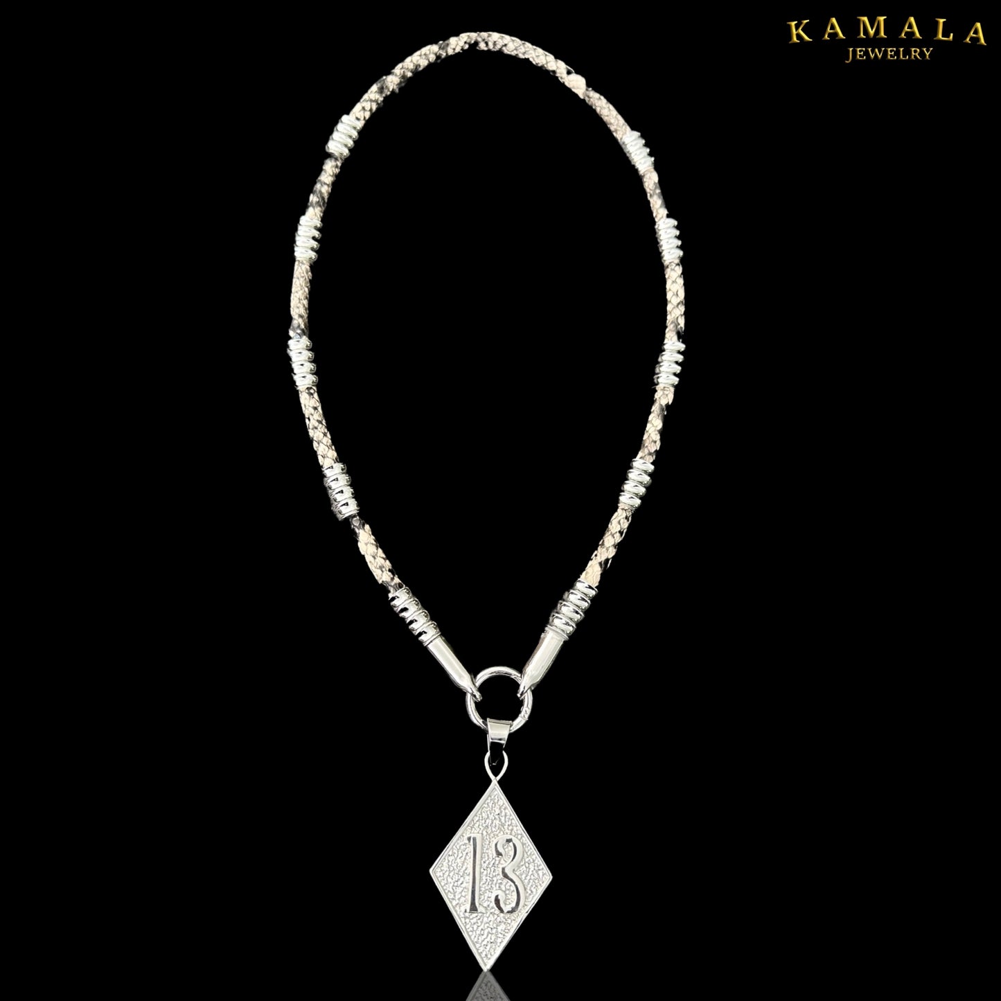 Halskette Python Schlangenleder - Mit Silber