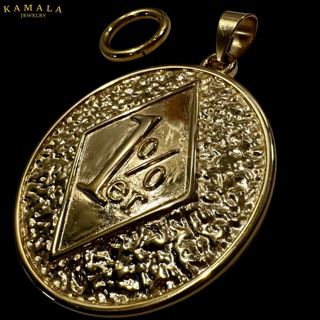 Set mit Byzantiner Halskette & 1%er Anhänger Rund - Gold