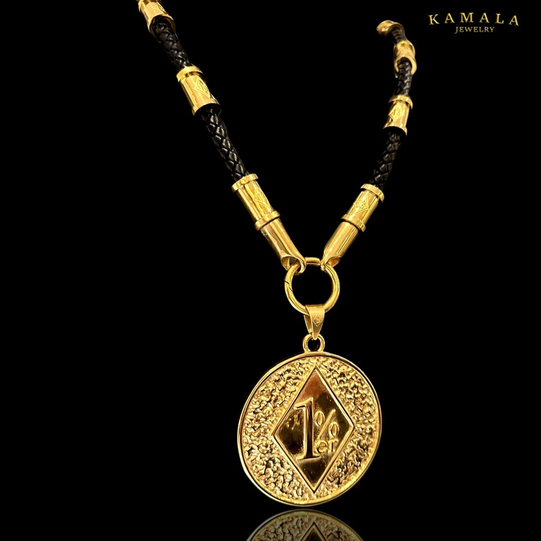 1%er Anhänger - Rund - Gold