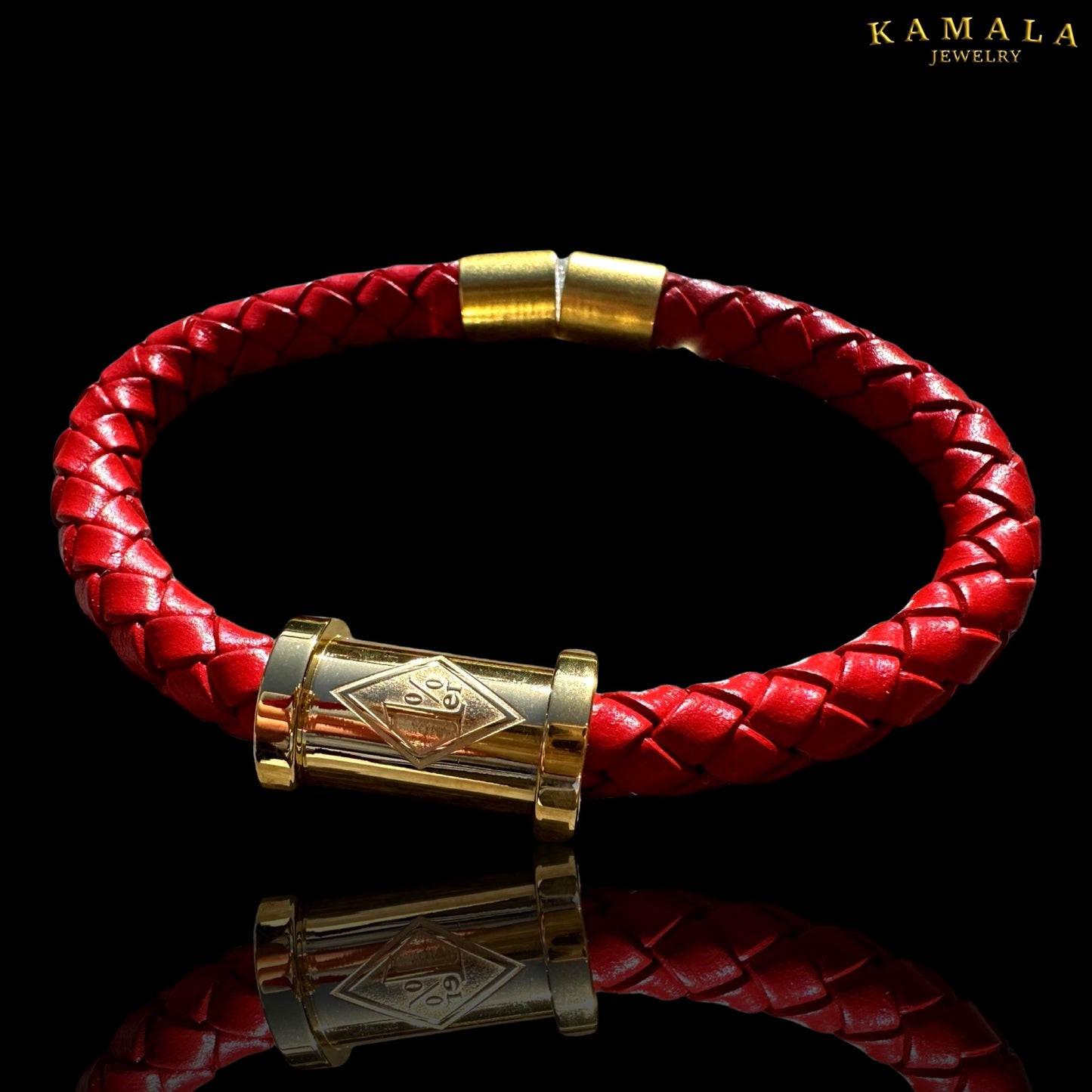 1%er Lederarmband - Rot & Gold