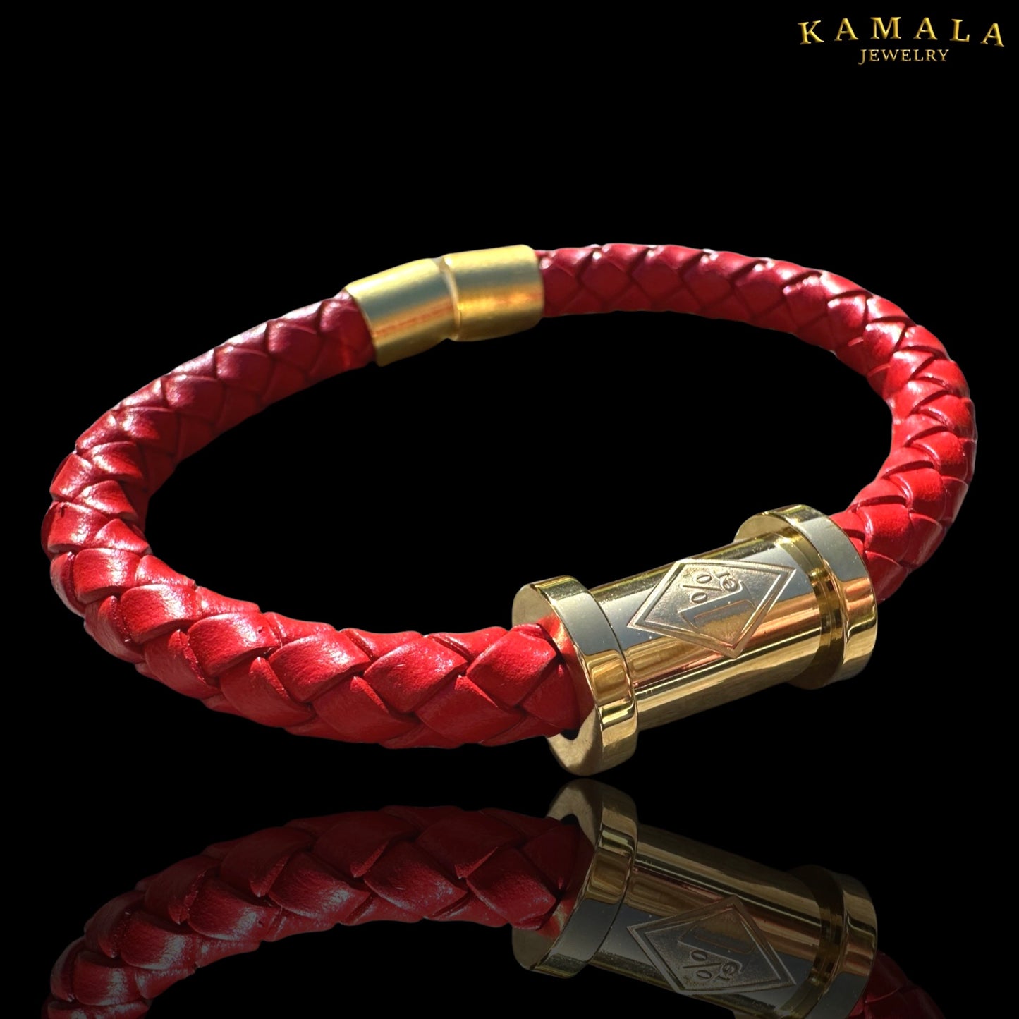 1%er Lederarmband - Rot & Gold