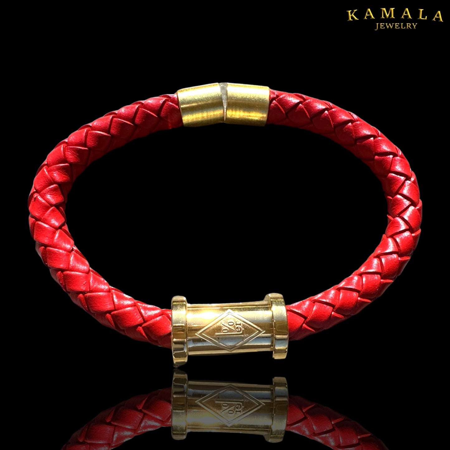 1%er Lederarmband - Rot & Gold