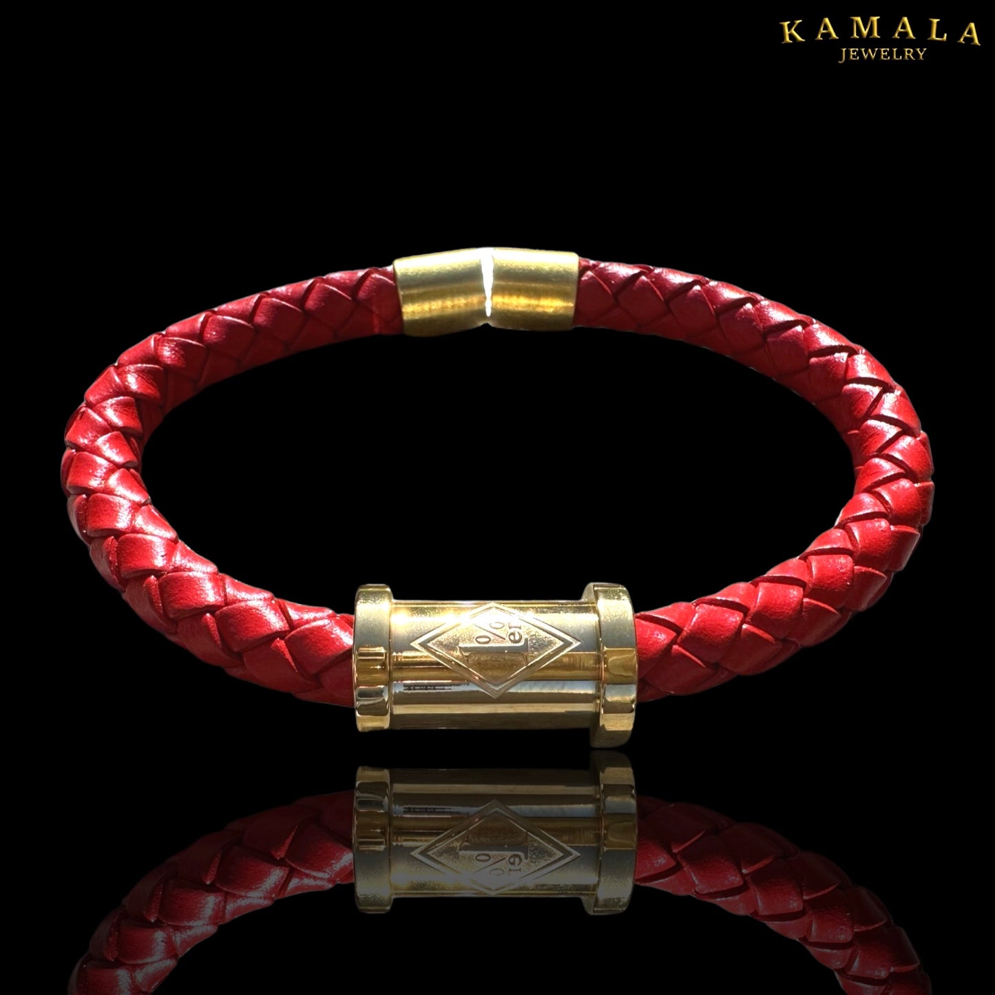 1%er Lederarmband - Rot & Gold
