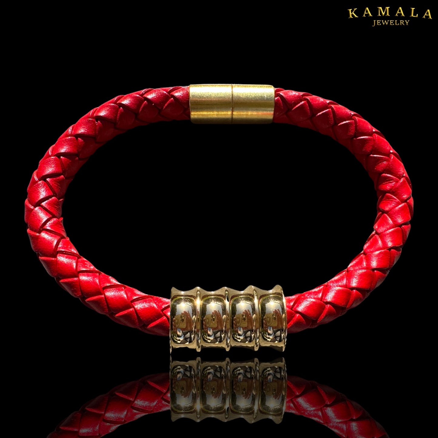 Rote Lederarmband - Mit Gold
