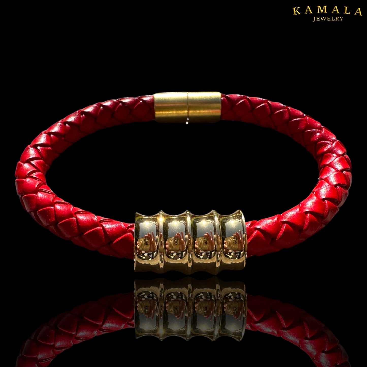 Rote Lederarmband - Mit Gold