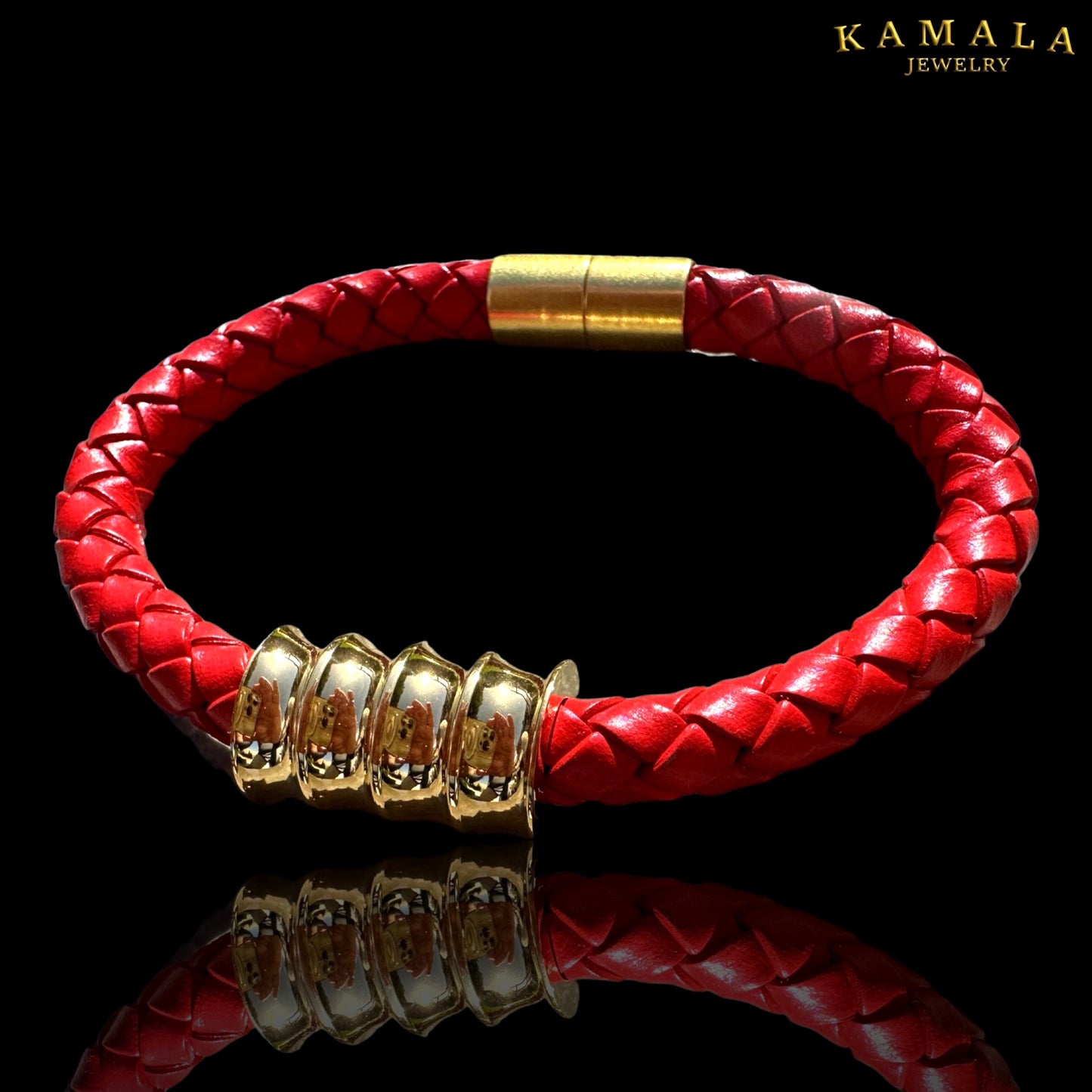 Rote Lederarmband - Mit Gold