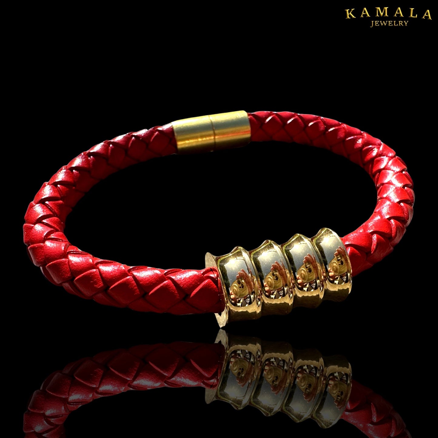 Rote Lederarmband - Mit Gold