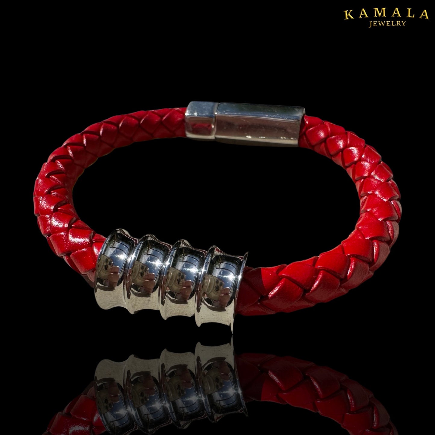 Rote Lederarmband - Mit Silber