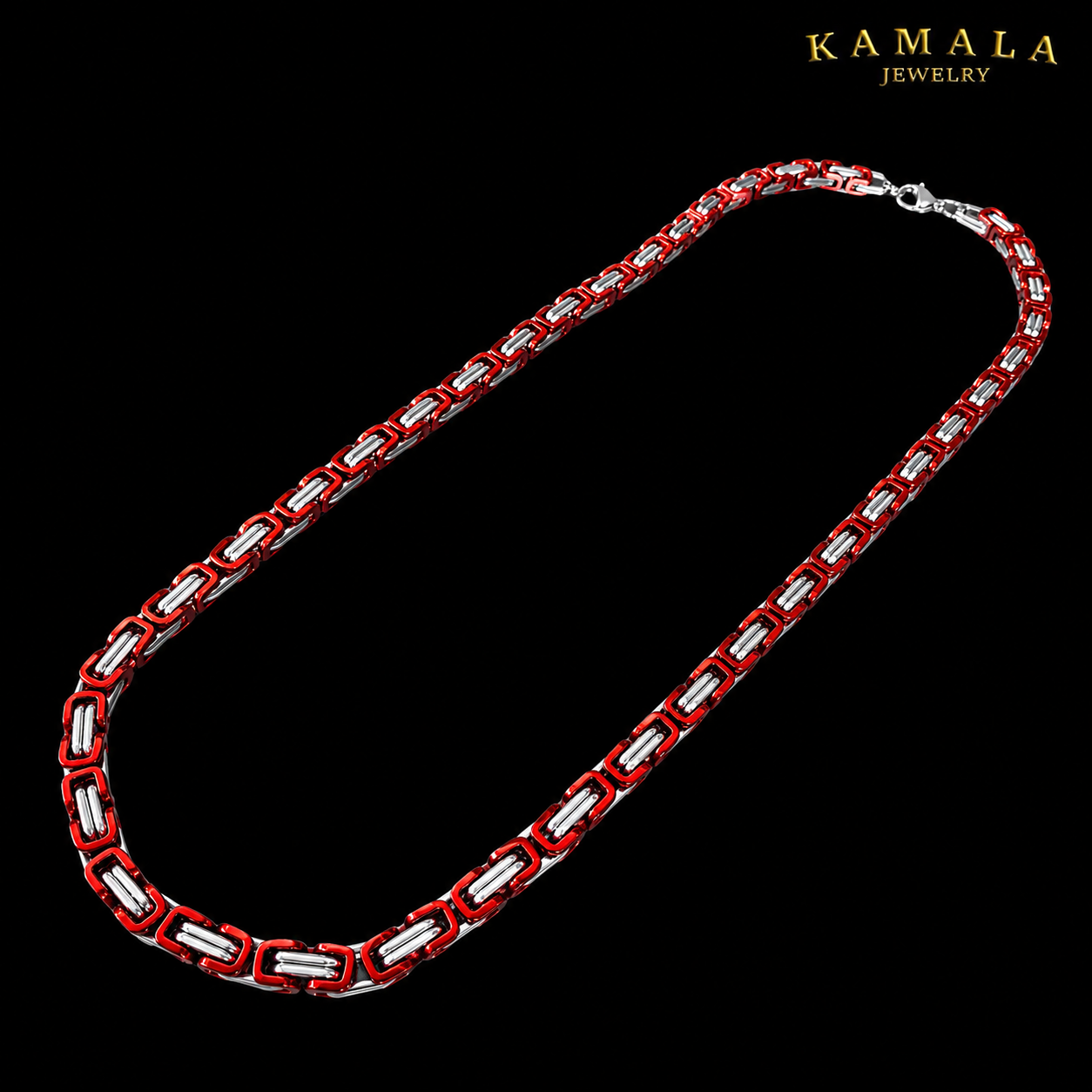 Königskette Rot & Silber – 60 cm | 8 mm