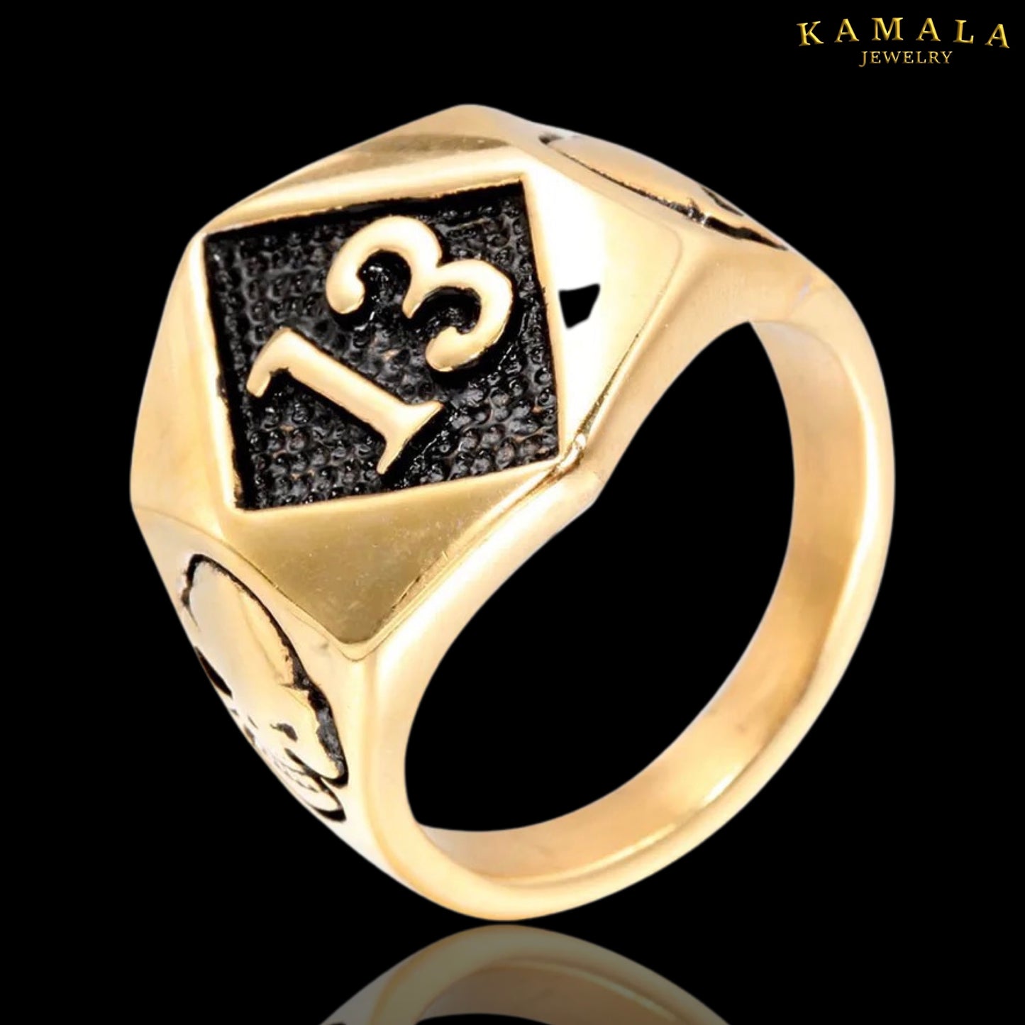 Fingerring mit 13 - Gold & Schwarz