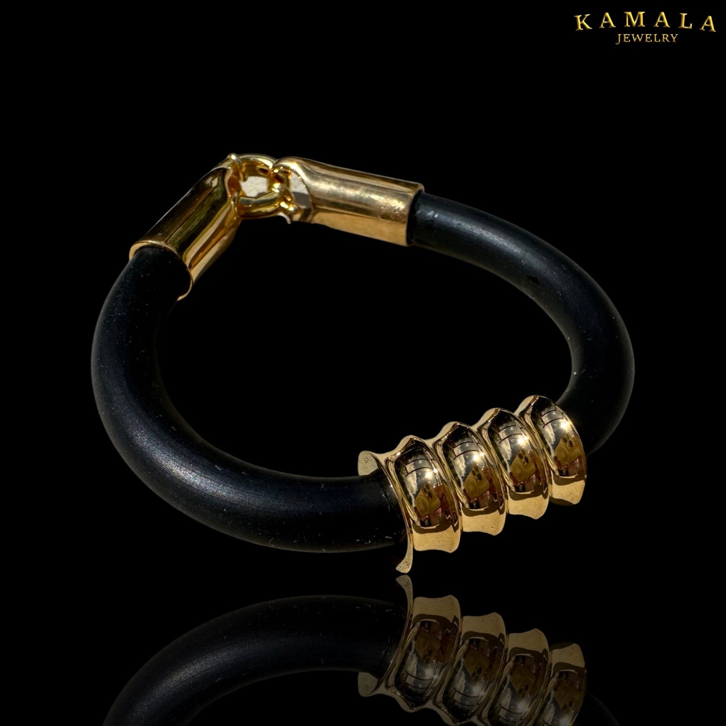 Kautschuk Armband - Schwarz mit Gold