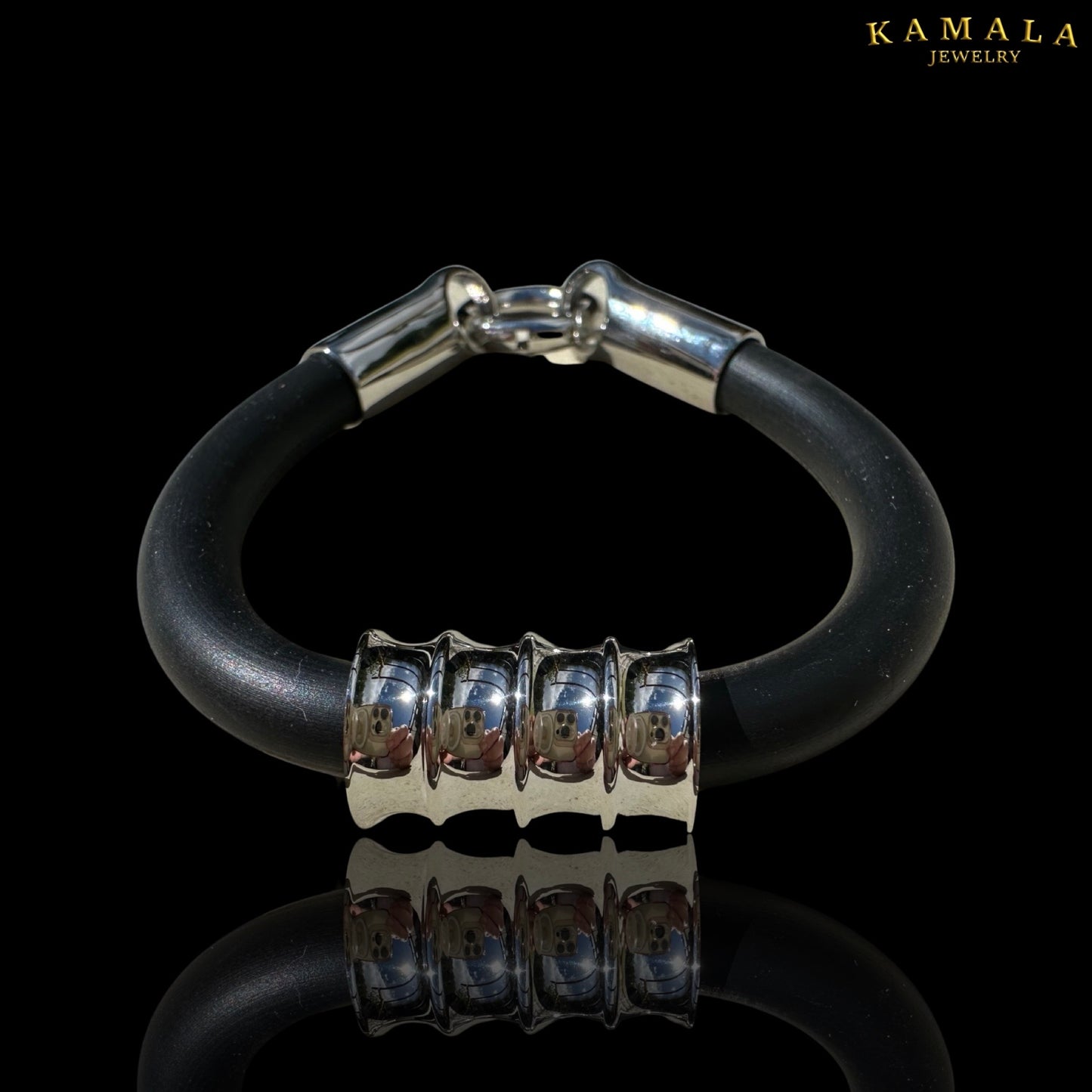 Kautschuk Armband - Schwarz Silber