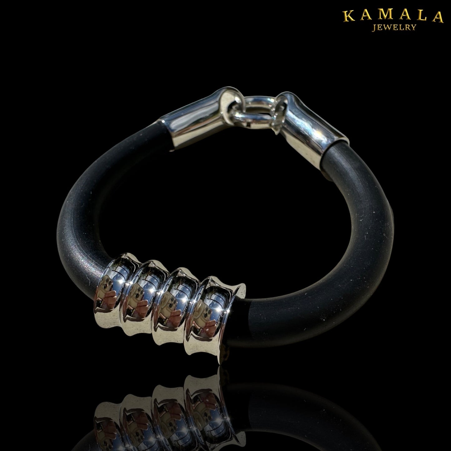Kautschuk Armband - Schwarz Silber