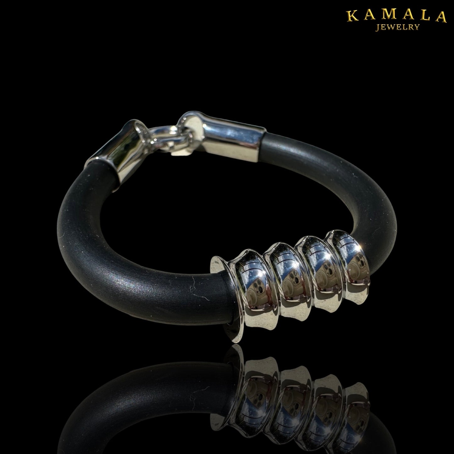 Kautschuk Armband - Schwarz Silber