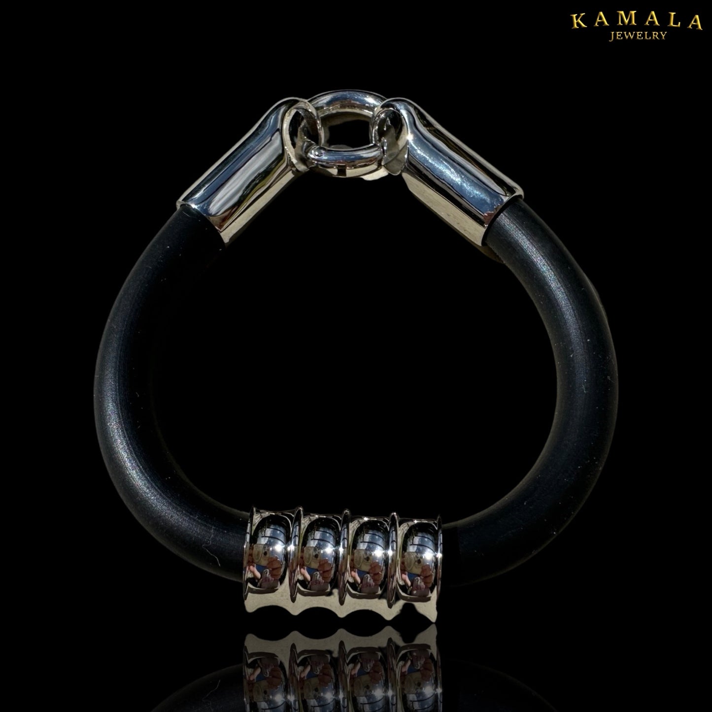 Kautschuk Armband - Schwarz Silber