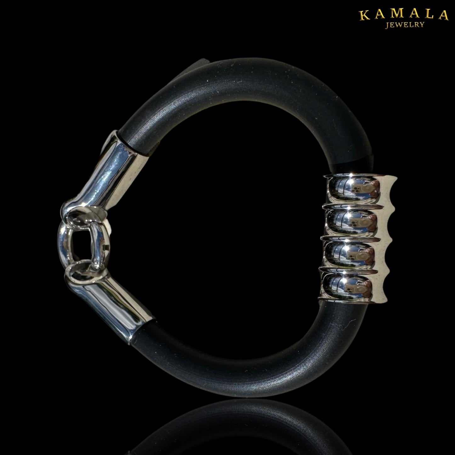 Kautschuk Armband - Schwarz Silber