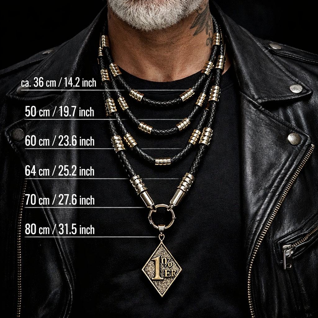 Skull Biker Set Lederhalskette & Totenkopf Anhänger