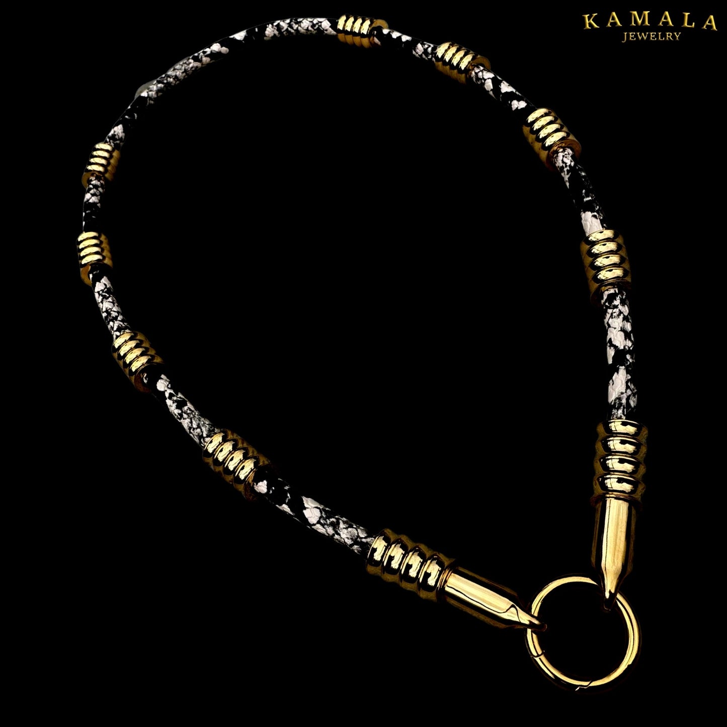 Halskette Python Schlangenleder - mit Gold