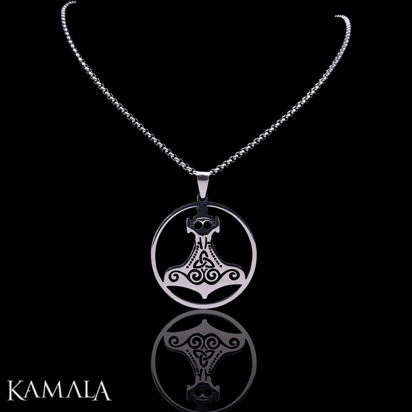 Anhänger mit Thors Hammer - Rund Silber
