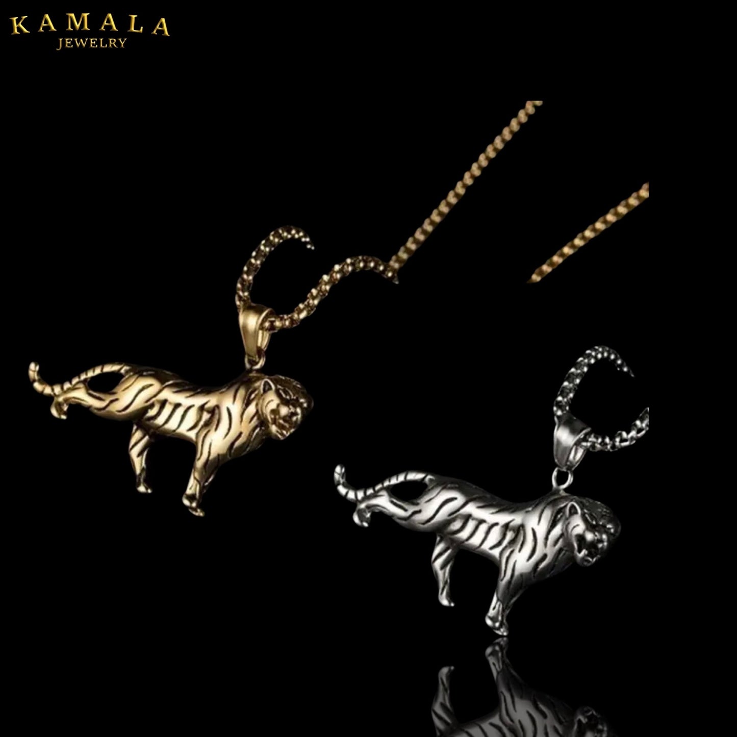 Halskette mit Tiger - Gold