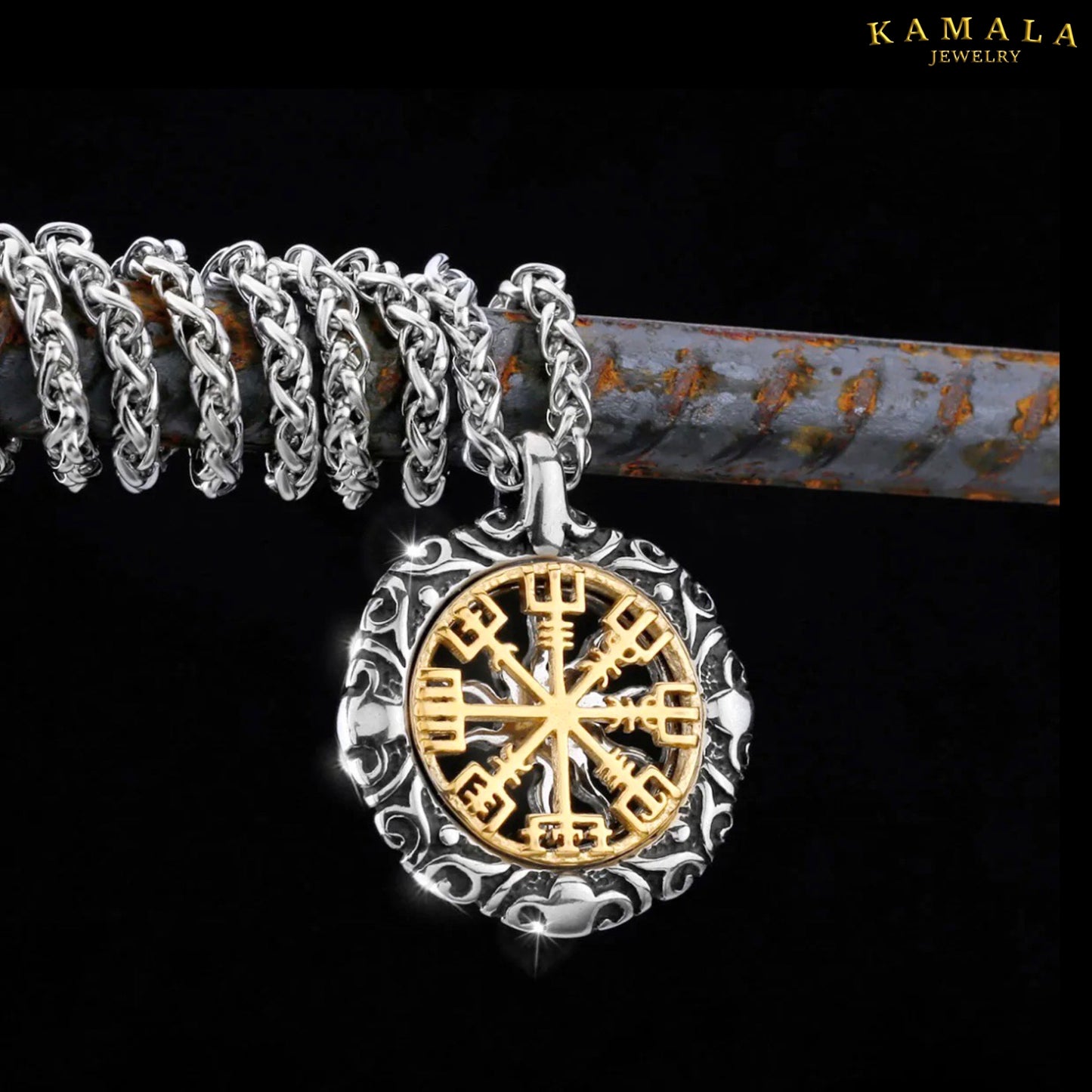 Halskette - Vegvisir - Wikinger Gold & Silber