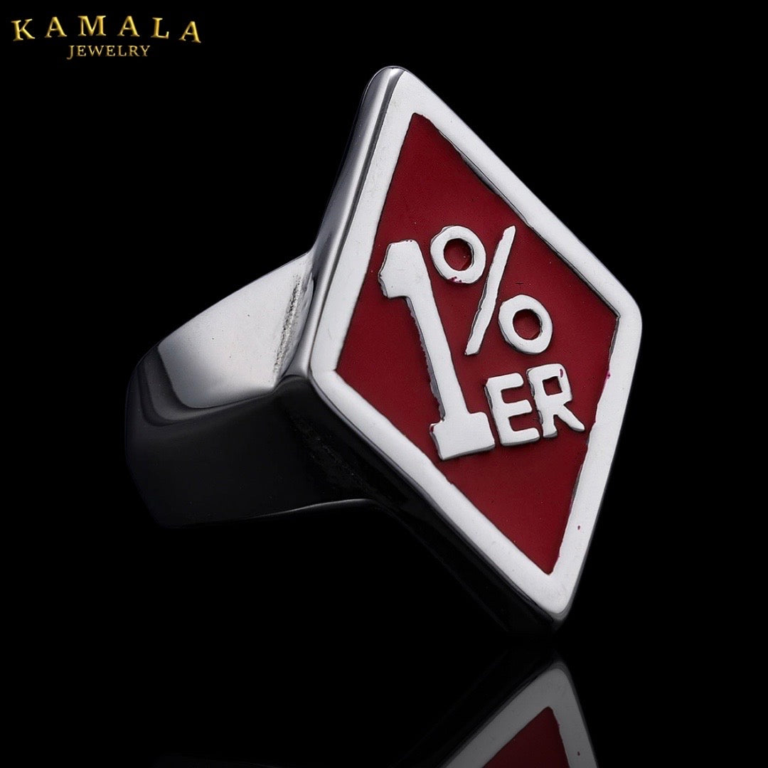 1%er Fingerring - Rot & Silber